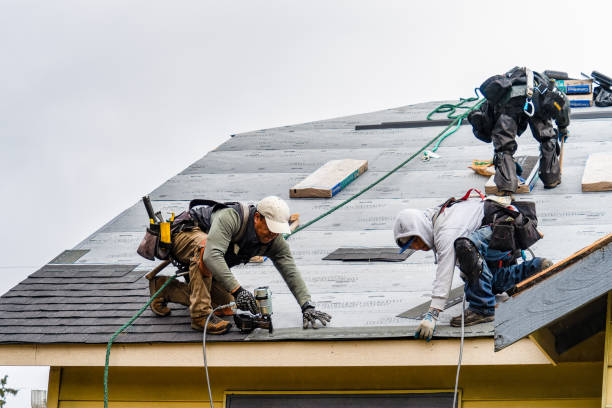 Professional Gutter Installation technician working in Glenfield, ND